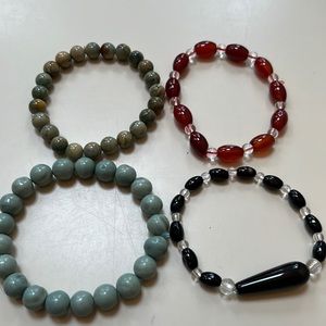 Crystal Mixed Material Beaded Bracelets, 4 pack